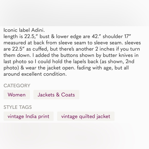 Vintage Adini Indian Block Print Quilted Jacket - Picture 12 of 15